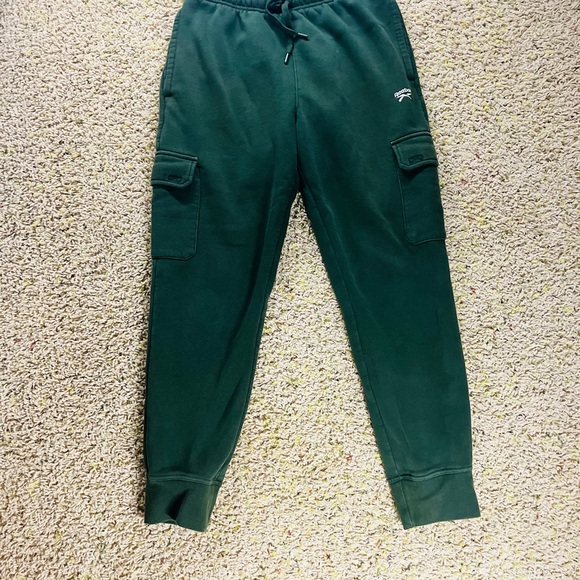 Reebok Other - Reebok Dark Green Cargo Sweatpants Men’s Small Drawstring Cuffed Joggers